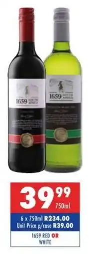 Ultra Liquors 1659 red or white offer