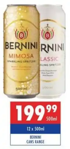 Ultra Liquors Bernini cans range offer