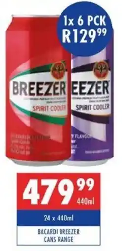 Ultra Liquors Bacardi breezer cans range offer