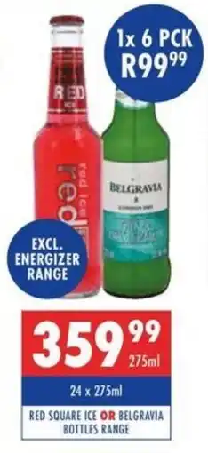 Ultra Liquors Red square ice or belgravia bottles range offer