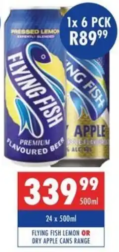 Ultra Liquors Flying fish lemon or dry apple cans range offer