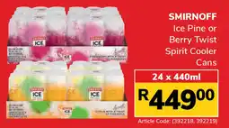 Jumbo Smirnoff Ice Pine or Berry Twist Spirit Cooler Cans offer