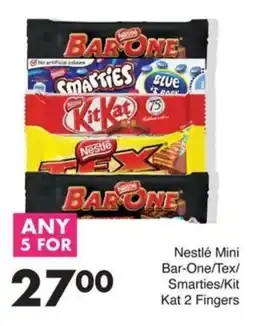 Save Hyper Nestlé Mini Bar-One/ Tex/ Smarties/ Kit Kat 2 Fingers offer