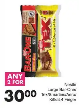 Save Hyper Nestlé Large Bar-One/ Tex/ Smarties/ Aero/ Kitkat 4 Finger offer