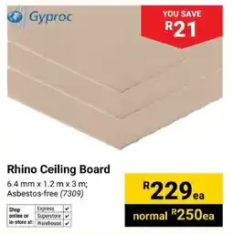 Builders Trade Depot Gyproc Rhino Ceiling Board offer
