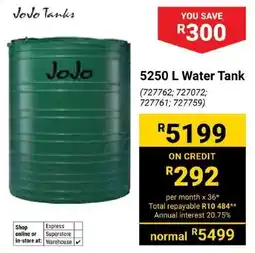 Builders Trade Depot JoJo Water Tank offer