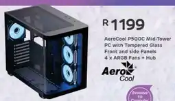 Computer Mania AeroCool P500C Mid-Tower PC with Tempered Glass Front and side Panels 4 x ARGB Fans + Hub offer