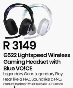 Computer Mania Logitech G522 Lightspeed Wireless Gaming Headset with Blue Voice offer
