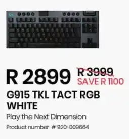 Computer Mania Logitech G915 TKL TACT RGB White offer