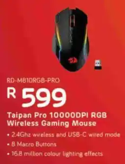 Computer Mania Redragon Taipan Pro 10000DPI RGB Wireless Gaming Mouse offer
