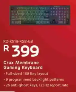 Computer Mania Redragon Crux Membrane Gaming Keyboard offer