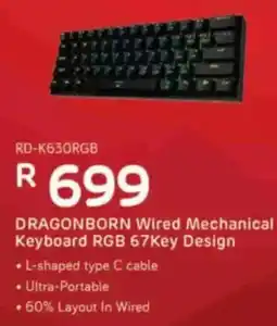 Computer Mania Redragon Dragonborn Wired Mechanical Keyboard RGB 67Key Design offer