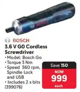 Makro Bosch 3.6 V GO Cordless Screwdriver offer