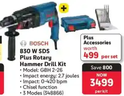 Makro Bosch 830 W SDS Plus Rotary Hammer Drill Kit offer