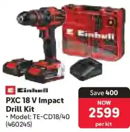 Makro Einhell PXC 18 V Impact Drill Kit offer