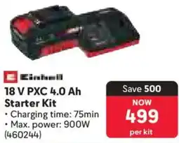 Makro Einhell 18 V PXC 4.0 Ah Starter Kit offer