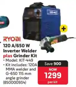 Makro Ryobi 120 A/ 650 W Inverter Welder plus Grinder Kit offer