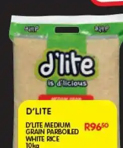Shoprite D'LITE MEDIUM GRAIN PARBOILED WHITE RICE 10kg offer