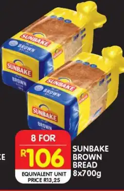 Shoprite SUNBAKE BROWN BREAD 8x700g offer