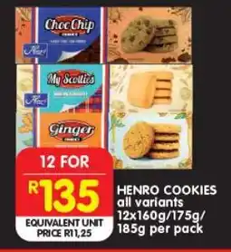 Shoprite HENRO COOKIES all variants offer