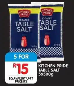 Shoprite KITCHEN PRIDE TABLE SALT 5x500g offer