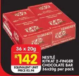 Shoprite NESTLÉ KITKAT 2-FINGER CHOCOLATE BAR 36x20g per pack offer