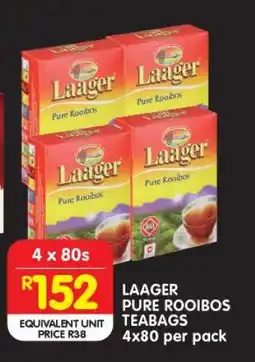 Shoprite LAAGER PURE ROOIBOS TEABAGS 4x80 per pack offer