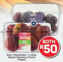 Pick n Pay Buy 1 x Nectarines + 1 x Cling, Dessert Peaches or Plums Prepack offer