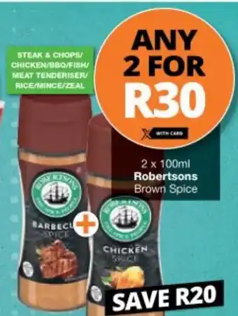 Checkers Robertsons Brown Spice 2x100ml offer