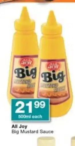 Checkers All Joy Big Mustard Sauce 500ml each offer