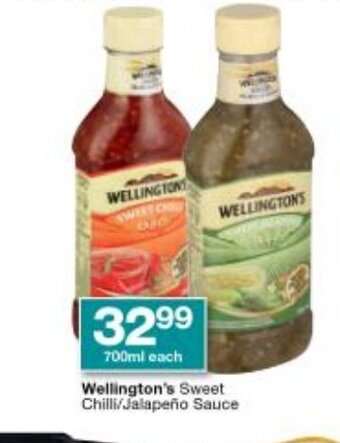 Checkers Wellington's Sweet Chilli / Jalapeño Sauce 700ml each offer