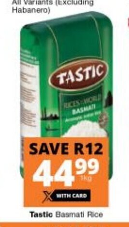 Checkers Tastic Basmati Rice 1kg offer