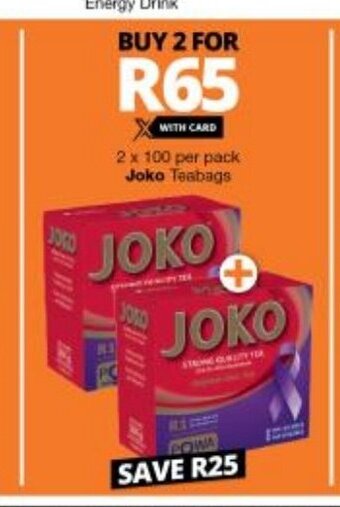 Checkers Joko Teabags 2 x 100 per pack offer