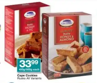 Checkers Cape Cookies Rusks All Variants 450g / 500g each offer