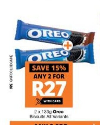 Checkers Oreo Biscuits All Variants 2 x 133g offer