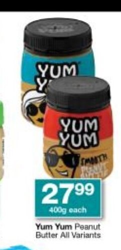 Checkers Yum Yum Peanut Butter All Variants 400g each offer