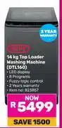 Game Defy 14Kg Top Loader Washing Machine DTL160 offer