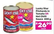 Game Lucky Star Pilchards In Tomato Or Hot Chilli Sauce-400g offer