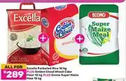 Game Excella Parboiled Rice 10Kg+Golden Cloud Wheat Cake Flour 10Kg+Econo Super Maize Meal 10Kg-For All offer