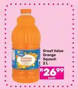 Game Great Value Orange Squash-2L offer