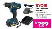 Game Ryobi 18V Cordless Drill Kit-Per Kit offer