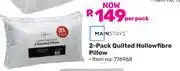 Game Mainstays 2-Pack Quilted Hollowfibre Pillow-Per Pack offer