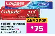 Game Colgate Toothpaste Max Fresh, White 75ml Or Charcoal-For Any 2 x 100ml offer