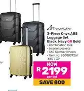 Game Travelwize 3-Piece Onyx ABS Luggage Set Black, Navy Or Gold-Per Set offer