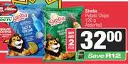 Spar Simba Potato Chips Assorted-For 2 x 120g offer