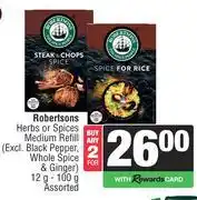 Spar Robertsons Herbs Or Spices Medium Refill-For 2 x 12g-100g offer