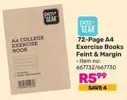 Game Pen + Gear 72 Page A4 Exercise Books Feint & Margin 667732/667730 offer