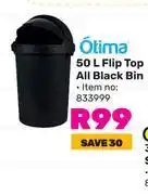 Game Otima 50L Flip Top All Black Bin 833999 offer