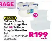 Game Addis 3 Piece Clearly Neat Storage Box Set Or 3 Piece Snap n Store Box Set 850029361/850029363-Each offer