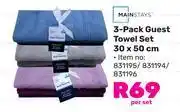 Game Mainstays 3 Pack Guest Towel Set 30 x 50cm 831195/831194/831196 offer